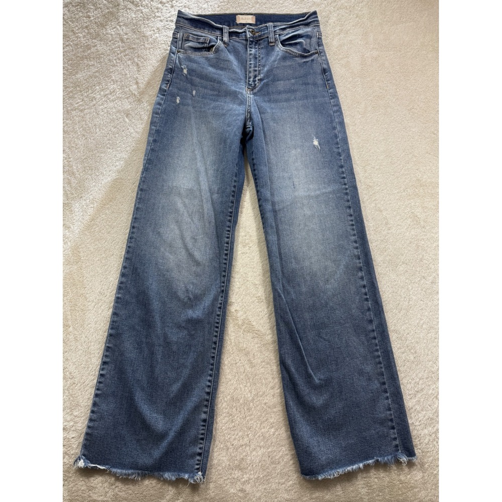Altar'd State Womens Wide Leg Distressed Raw Hem Blue Jeans 5/W27 Meas:‎ 27x31